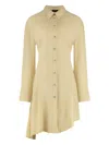 Mugler Viscose Shirt Collar Dress With Back Cut-out