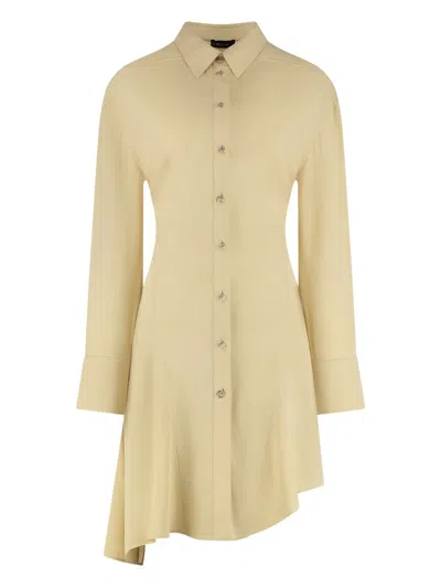 MUGLER ASYMMETRIC-HEM BUTTONED DRESS