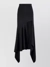 Mugler Asymmetric Hem High Waist Midi Skirt In Black