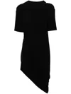 Mugler Draped Cotton Blend Jersey Mini Dress In Black