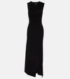 Mugler Asymmetric Jersey Gown In Black