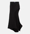 Mugler Asymmetric Jersey Midi Skirt In Black