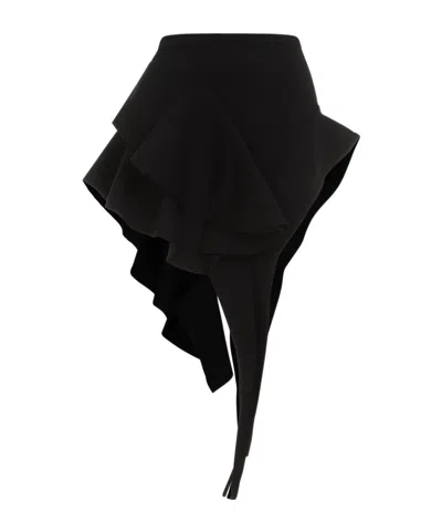 Mugler Asymmetric Knitted Mini Skirt In Black