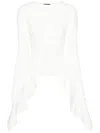 Mugler Asymmetric Knitted Top In White