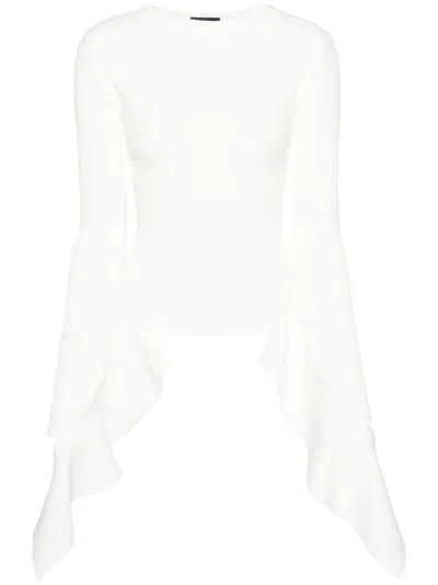 Mugler Asymmetric Knitted Top In White