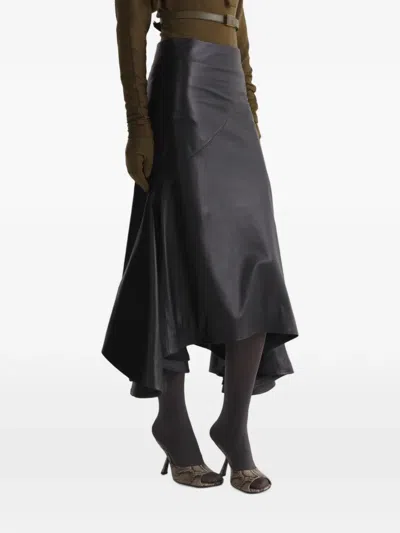 Mugler Asymmetric Leather Mermaid Skirt In Black