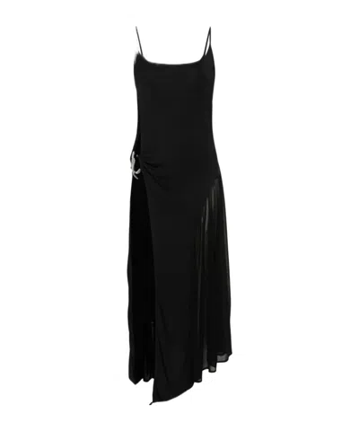 Mugler Asymmetric Maxi Dress In Black
