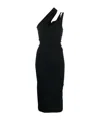 Mugler Crop Viscous Asymmetric Midi Dress In Black