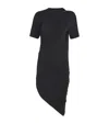 Mugler Draped Cotton Blend Jersey Mini Dress In Black