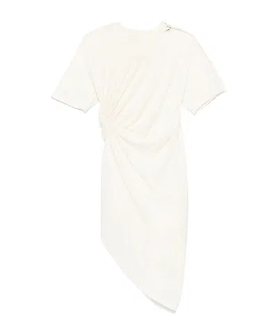 Mugler Asymmetric Pleated Dress In White