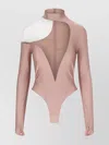 Mugler High-necked Long-sleeved Jumpsuit In Pink