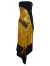 Mugler Asymmetric Strapless Dress In Yellow