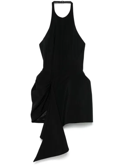Mugler Asymmetric Tailoring Mini Dress In Black