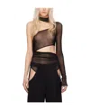 Mugler Black Wrapped Bodysuit In Black
