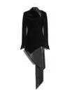Mugler Asymmetric Velvet Dress In Black