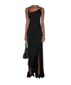Mugler Asymmetrical Buckle Strap Dress In Black