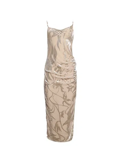 Mugler Asymmetrical Buckled Strap Dress - Champagne In Neutrals