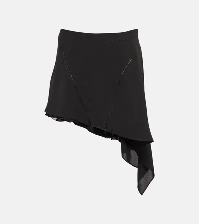 Mugler Asymmetric Draped Miniskirt With Modern Silhouette In Black