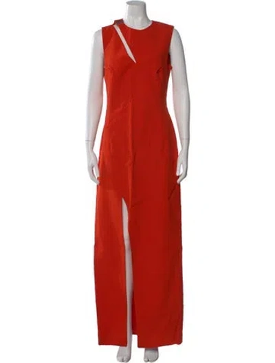 Pre-owned Mugler Asymmetrical Long Dress In Orange