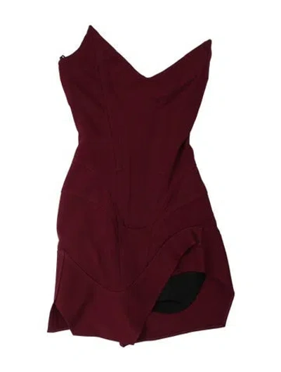 Pre-owned Mugler Asymmetrical Mini Dress In Burgundy