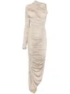 Mugler Asymmetrical Maxi Dress In Beige