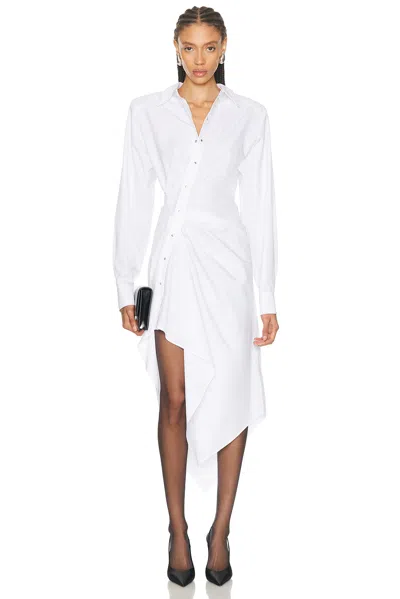 Mugler Asymmetrical Shirt Dress In White