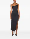 Mugler Asymmetrical Side-split Midi Dress In Black