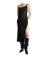 Mugler Asymmetrical Side-split Midi Dress In Black