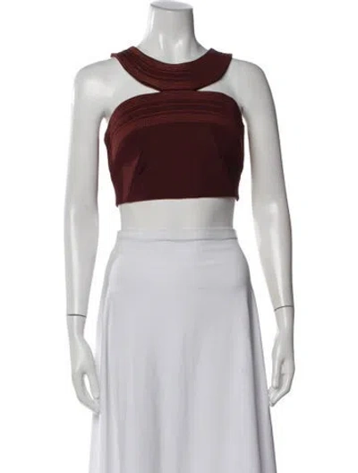 Pre-owned Mugler Asymmetrical Sleeveless Crop Top In Black