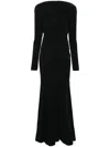 Mugler Backless Crepe Gown In Black