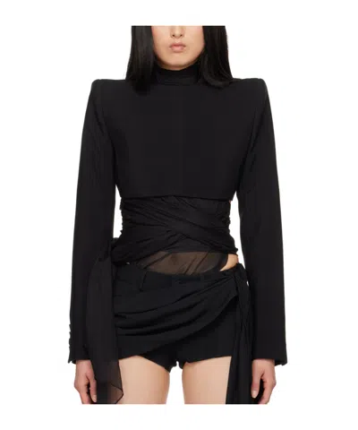 Mugler Backless Cropped Jacket In Black