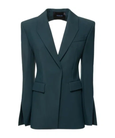 Mugler Backless Suit Coat In Green