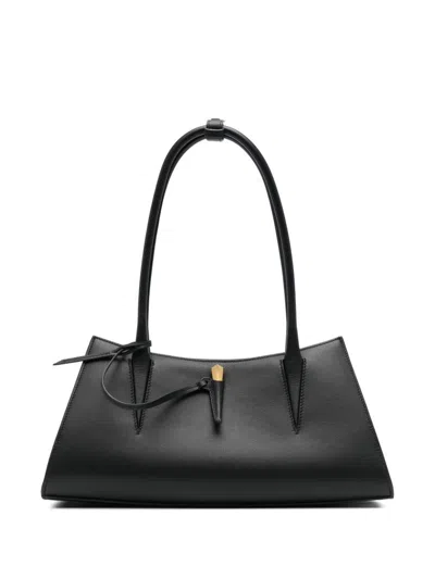 Mugler Shoulder Bag In Black Leather