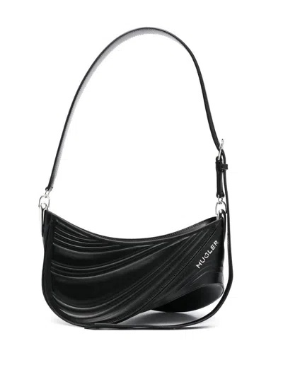 Mugler Medium Spiral Curve 01 Embossed Crossbody Bag In Black