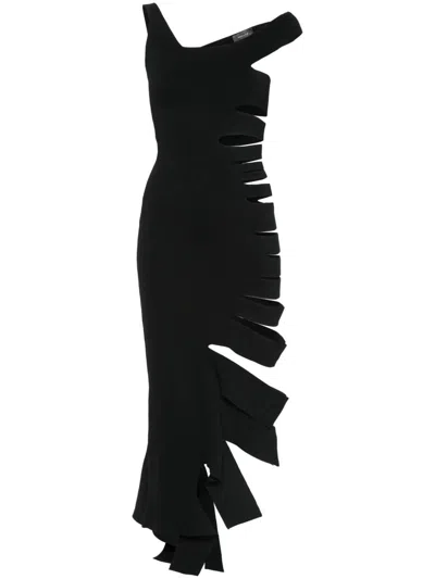 Mugler Gestricktes Bandage Kleid In Schwarz