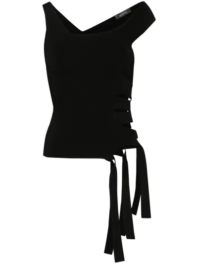 Mugler Bandage Knitted Top In Black  
