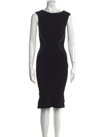 Pre-owned Mugler Bateau Neckline Knee-length Dress In Black