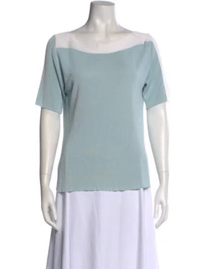 Pre-owned Mugler Bateau Neckline Short Sleeve Top In Blue