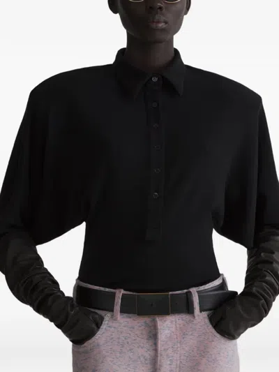 Mugler Batsleeves Polo Bodysuit In Pink