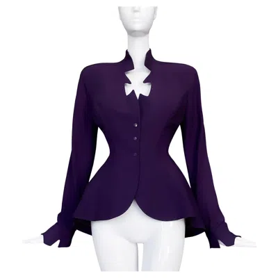 Pre-owned Mugler Beautiful Rare Thierry  Ss 1995 Purple Jacket Sculptural Cutout