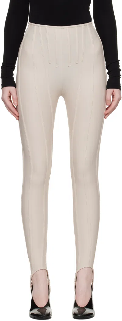 Mugler Beige Corseted Leggings In Neutral