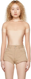Mugler Beige Illusion Bodysuit In B20n1 Powder / Nude