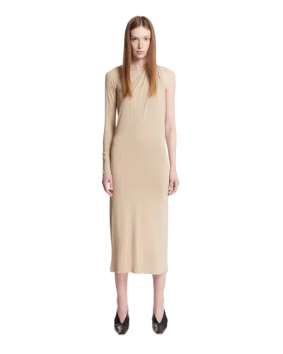 Mugler Beige One-shoulder Jersey Dress In Neutral