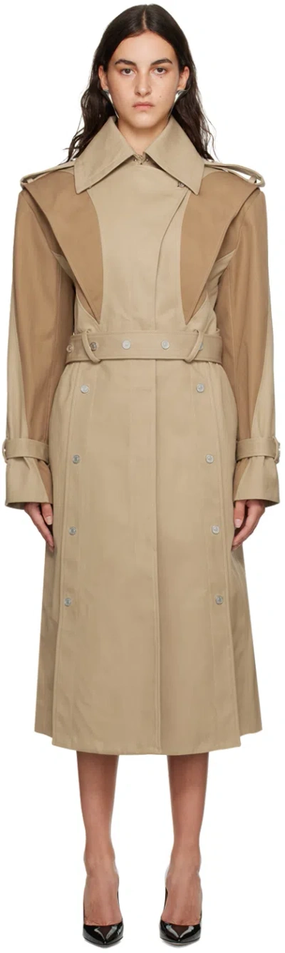 Mugler Colorful Belted Trench Coat In Brown