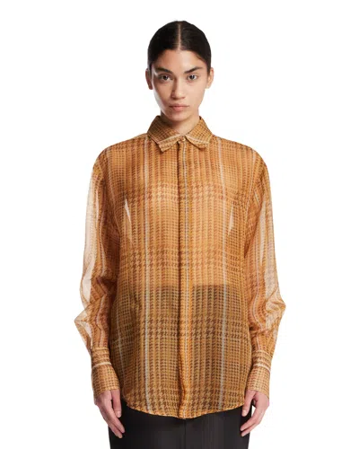 Mugler Beige Sheer Organza Shirt In Orange