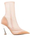 MUGLER BEIGE SHEER PANELLED SUEDE BOOTS