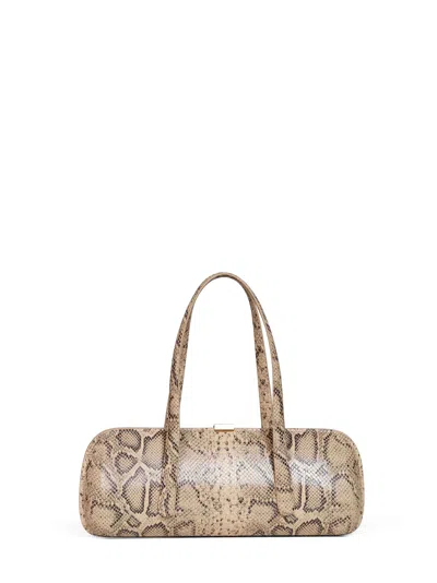 Mugler Beige Snake Aurora Handbag In Brown