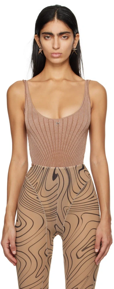 Mugler Beige Spiral Bodysuit In 2999 Tan
