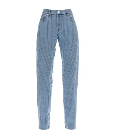 Mugler Belt-loop Jeans In Blue