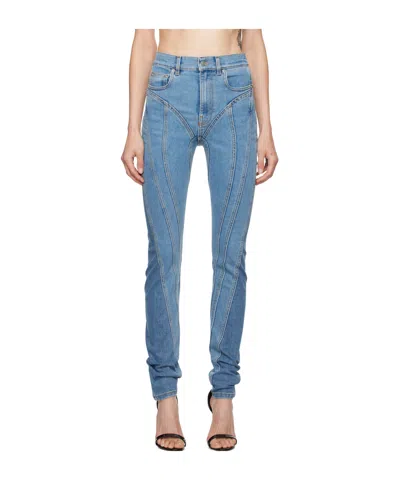 Mugler Belt-loop Jeans In Blue